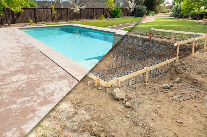 basen przed i po budowie